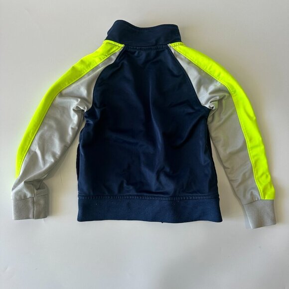 Puma Navy Blue, Gray, & Fluorescent Yellow Kids Full Zip Track Jacket Size 4 - Picture 5 of 5